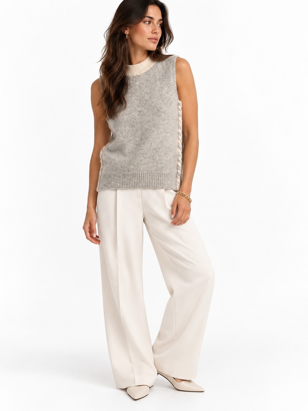 Adam Lippes Cashmere Silk Colorblock Sweater Vest XS
